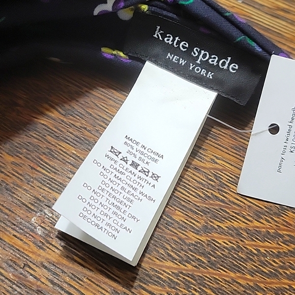 KATE SPADE PANSY TOSS TWISTED HEADBAND BLACK  NWT OUTSTOCK - Picture 5 of 6
